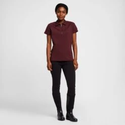 Womens Tiana Pique Short Sleeve Polo Shirt Burgundy Red Mahogany -Clothing Store go 576939 c