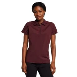 Womens Tiana Pique Short Sleeve Polo Shirt Burgundy Red Mahogany -Clothing Store go 576939 z