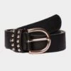 Womens Leather Belt With Rose Gold Detailing Black -Clothing Store go 576967 a
