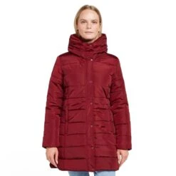 Regatta Womens Pamelina Hooded Parka Jacket Red -Clothing Store go 618882 z